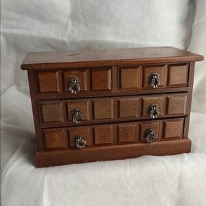 Wooden Storage Chest with Drawers Vtg